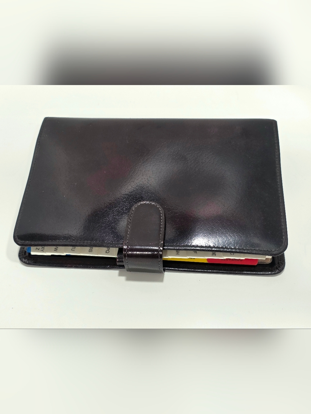 Abas Vintage Black Cherry Italian Goatskin Leather Organizer NWOT